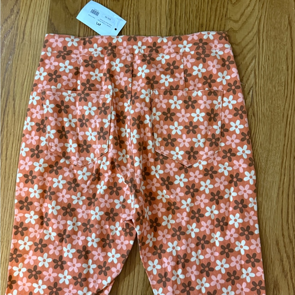 Peach Love California Floral Flare Pants - Orange and White - Picture 10 of 10